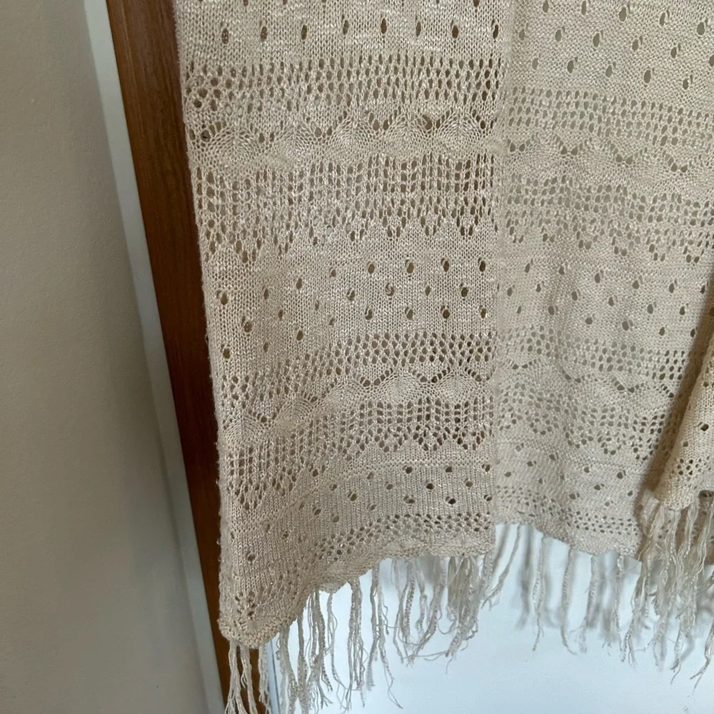 Canyon River blue large open front cream, bohemian cardigan